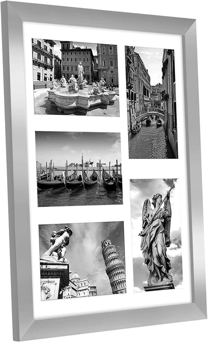 Americanflat 4x6 Collage Picture Frame with Shatter-Resistant Glass - Fits Five 4x6 Photos or Use as One 11x14 Picture Frame - Signature Collection - Collage Frames for Wall Display - Black