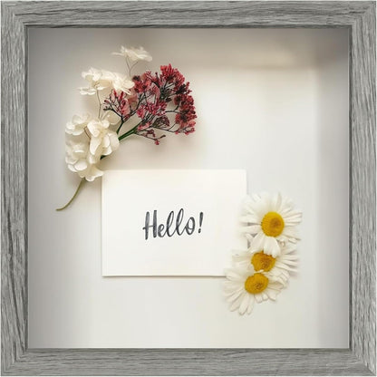 FrameWorks 11” x 14” Dark Oak Wooden Shadow Box Frame – Display Case with Soft Felt Back, Memory Box with Tempered Glass, Display Box with Elegant White Ball Push Pins, Wooden Flower Box