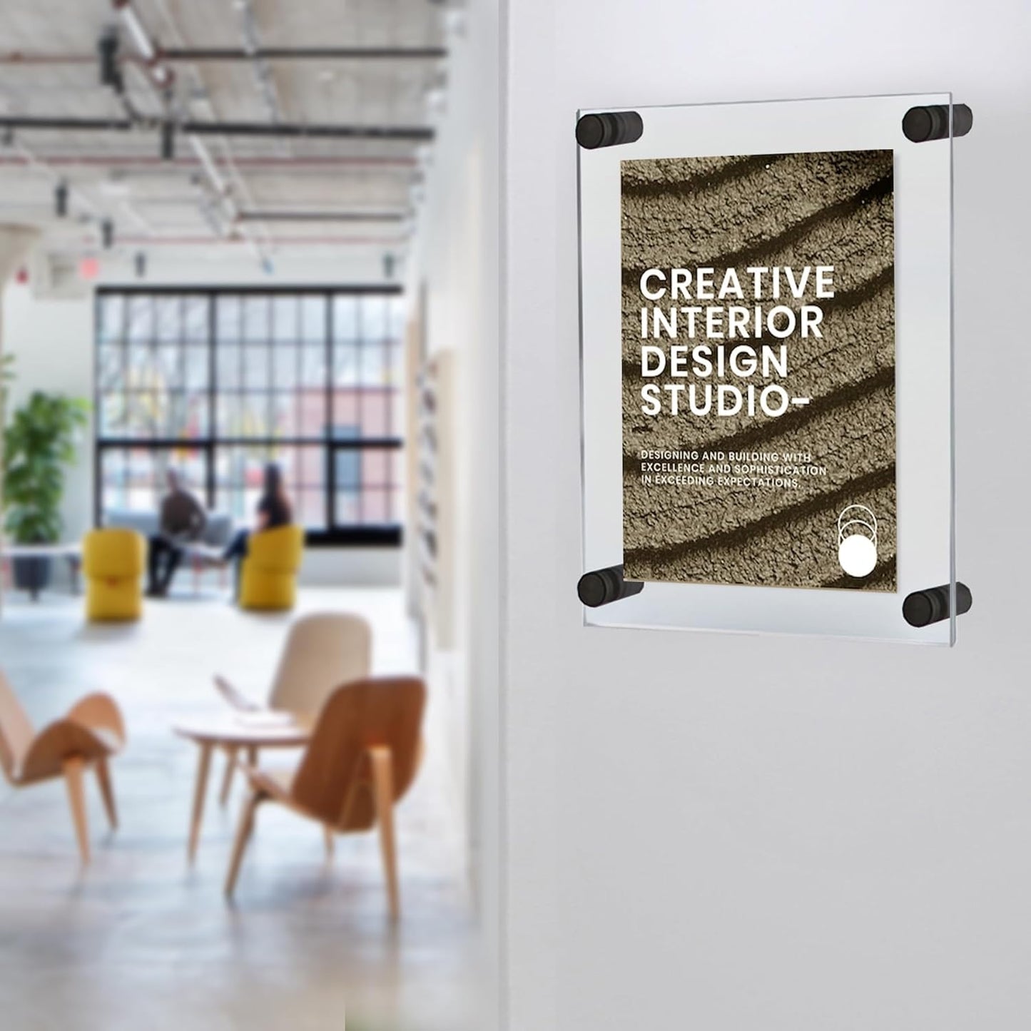 Azar Displays,105536, Floating Acrylic Wall Frame with Silver Hardware Stand Off Caps, Clear Hanging Photo Frame Display Mount with Frameless Border, Glass-Like Frame for Large Prints, 24" x 36"