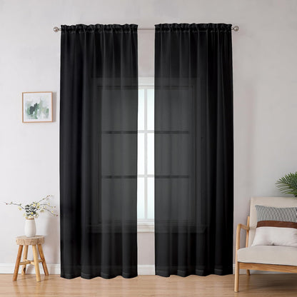 OWENIE Sheer Curtains 84 inches Long 2 Panels Set for Living Room/Bedroom, Rod Pocket Voile Sheer Panel Drapes, White, 2pcs, Each 42" W x 84" L - Colors B