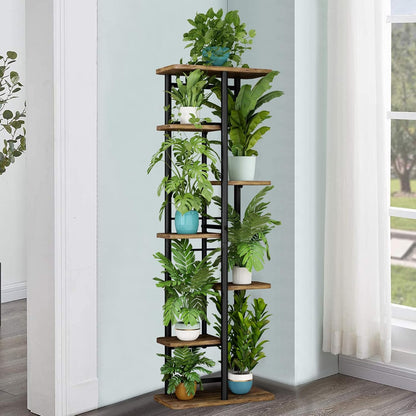 LINZINAR Plant Stand Indoor 4 Tier 5 Potted Multiple Plant Shelf Stands for Garden Corner Balcony Living Room Black