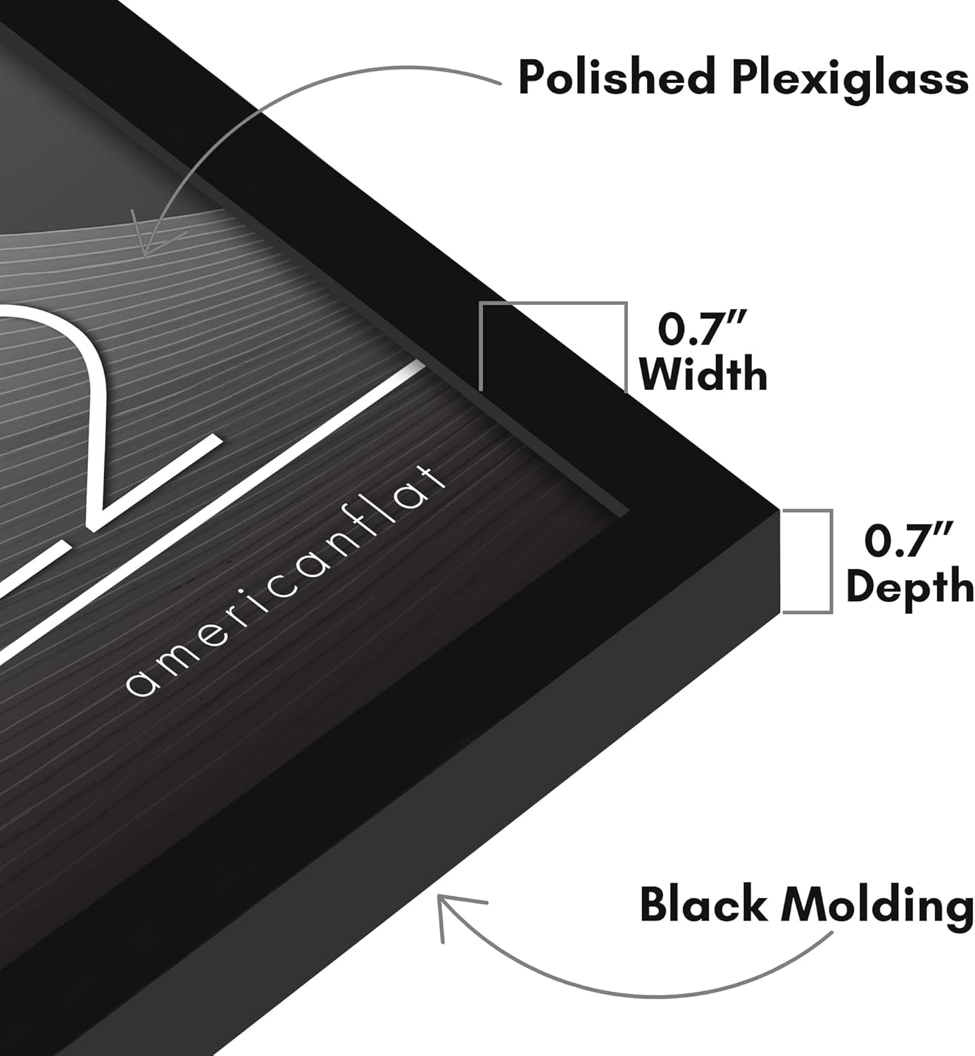 Americanflat 24x36 Poster Frame with Polished Plexiglass - Streamline Collection - Thin Border Picture Frame for Wall Display - Hanging Hardware Included - Black - Colors A