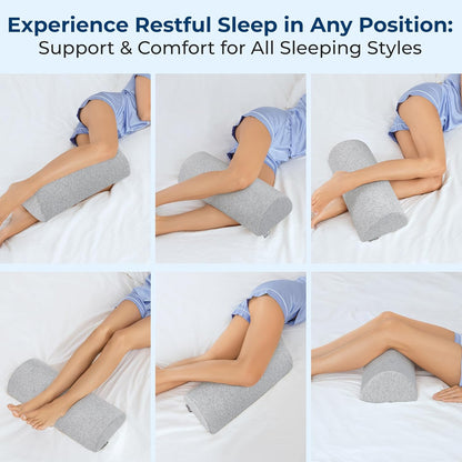 5 STARS UNITED Knee Pillow for Back Sleeping – Half Moon Bolster Pillow for Legs, Under Knee Pillow for Sleeping on Back, Memory Foam Leg Pillow for Back Pain, White