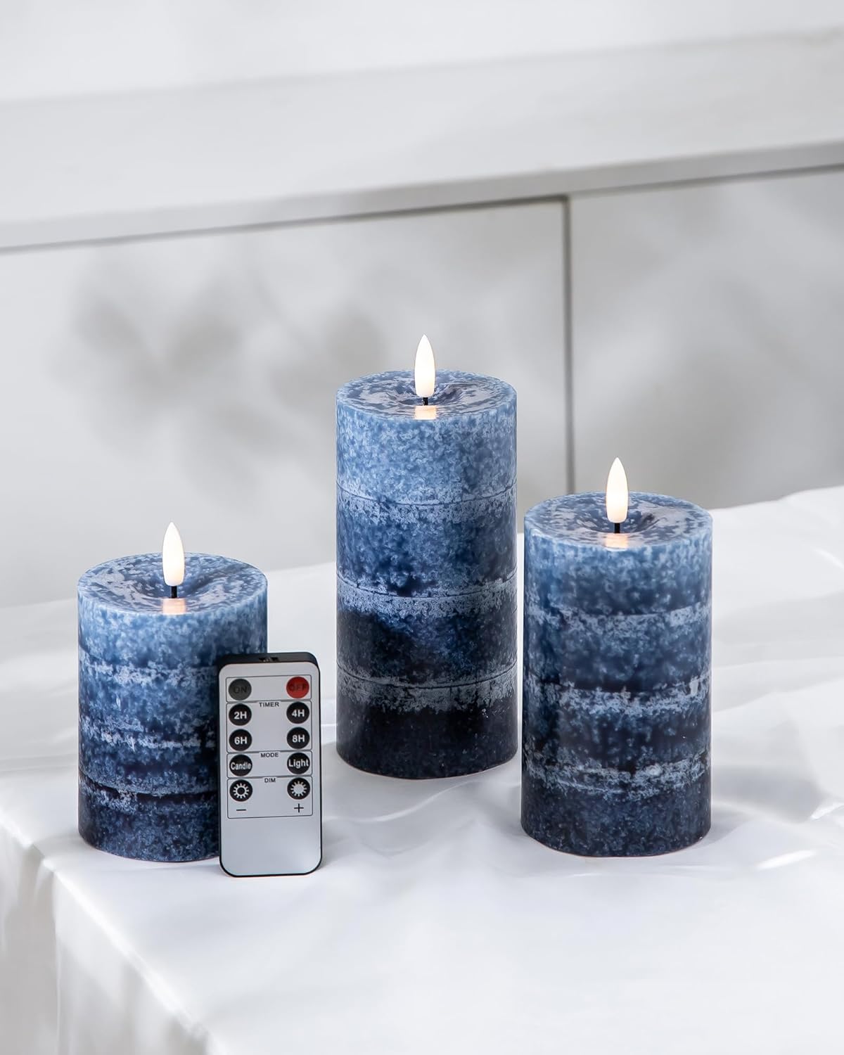 Stmarry Ivory Flameless Candles with Remote and Timer, Real Wax Made LED Pillar Candles Battery Operated with 3D Flickering Flame - 3" x 4",5",6" - Set of 3