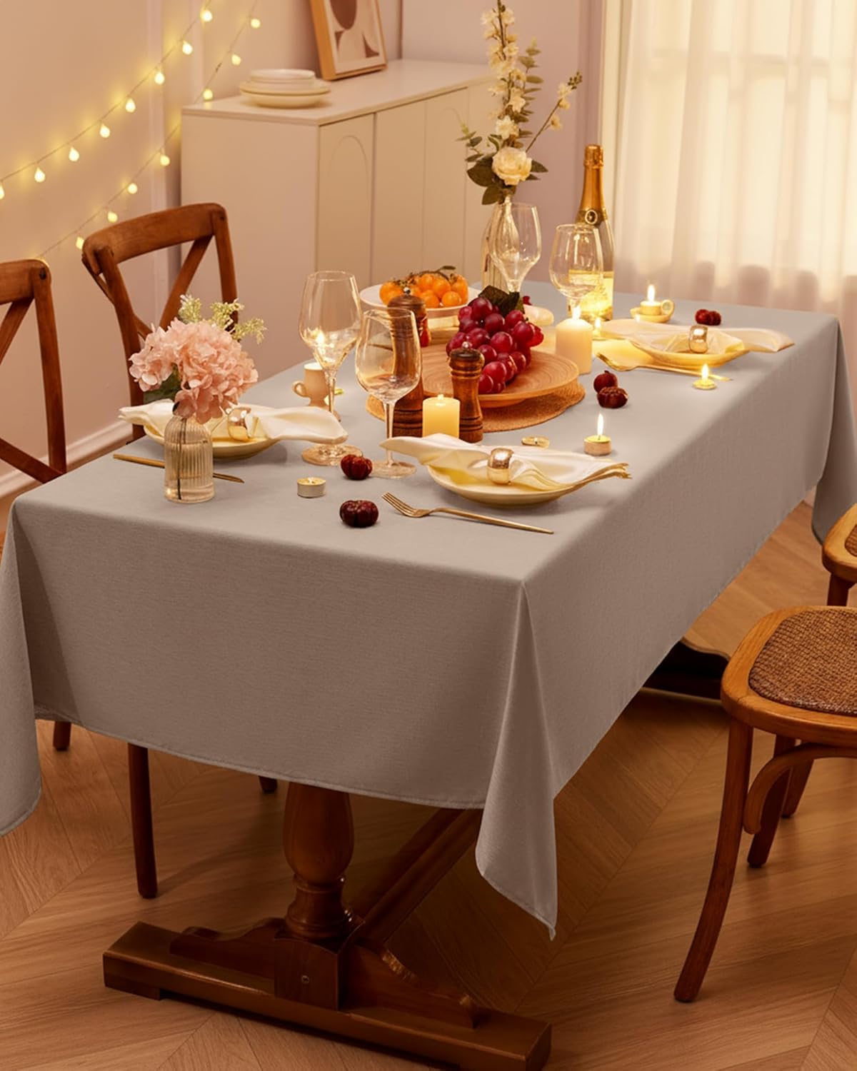 Pureegg Rectangle Linen Tablecloth Waterproof & Stain Resistant, Wrinkle-Free Table Cloth Adds Elegance and Protection, Ideal for Dining, Party, Wedding and Outdoor, 52 x 70 Inch, Sage Green