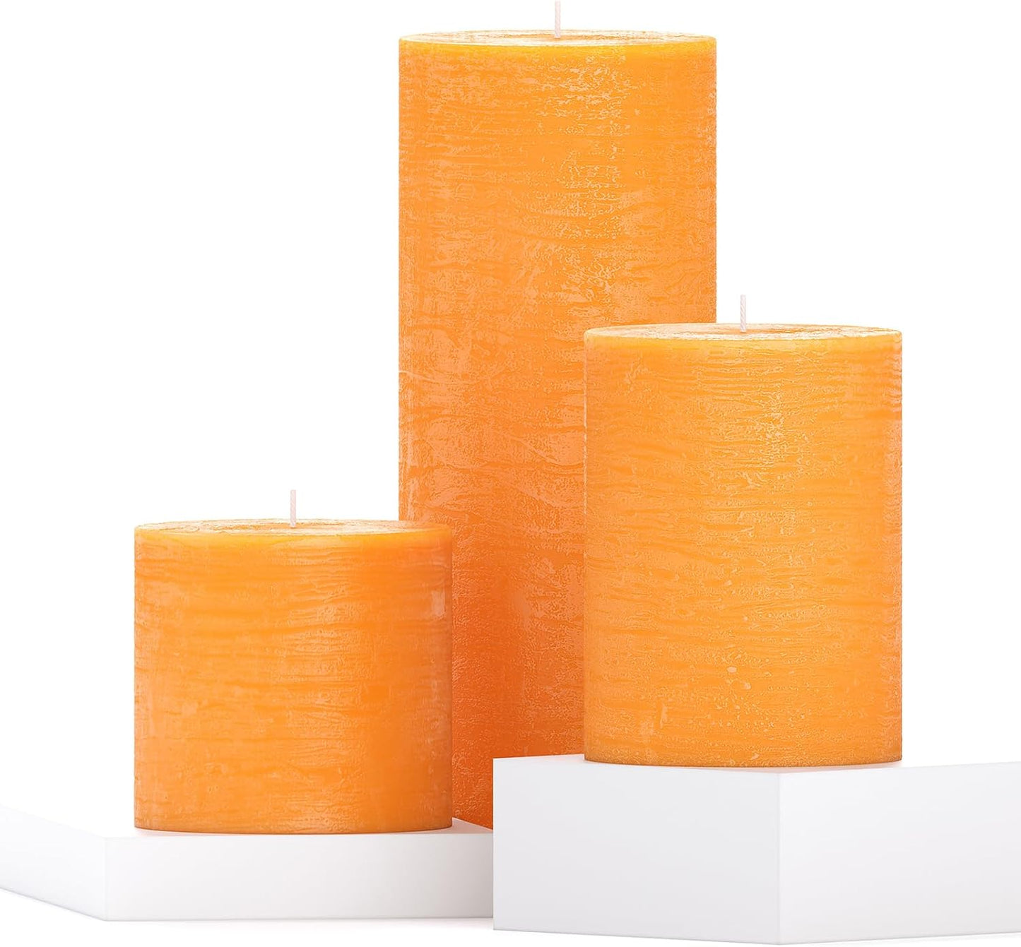 CANDWAX 3x4 inch Pillar Candles Set of 3 – Unscented Dripless Rustic Dark Blue Candles for Room Decor, Weddings, Centerpieces