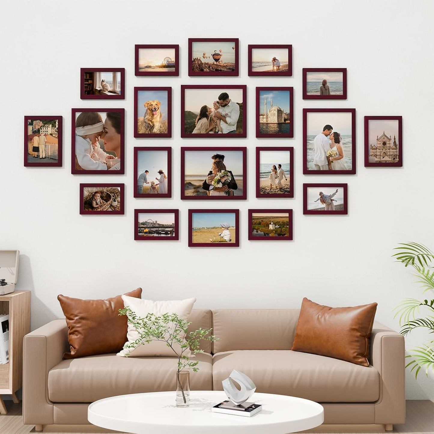 Vittanly 20 Pack Picture Frames Collage Wall Decor, Multi Sizes Including 4pcs 8x10, 8pcs 5x7 and 8pcs 4x6 Photo Frames, Gallery Frame Set for Wall or Tabletop Display, Black, Brown and Dark Grey