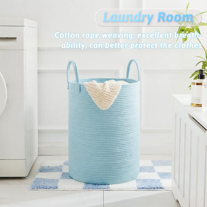 Artfeel Laundry Basket,Woven Cotton Rope Laundry Hamper,60L for Decor Storage of Dirty Clothes,Toys and Blankets in Bathroom,Baby Room and Living Room
