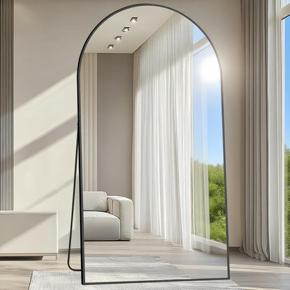 Prywot Arched Full Length Mirror, 70"x26" Free Standing Floor Mirror, Modern Full Body Mirrors with Stand, Wall Mirrors with Aluminum Alloy Frame for Bedroom,Living Room, Gold