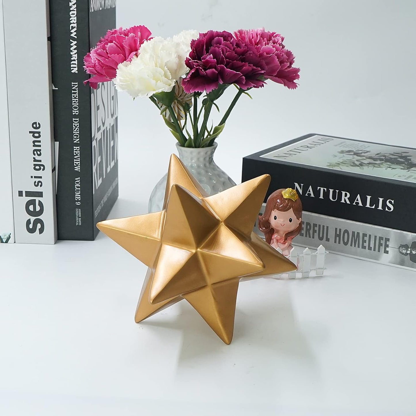 DreamsEden Small Geometric Sculpture, Metal Cube Decorative Ornaments Modern Home Decor Accent