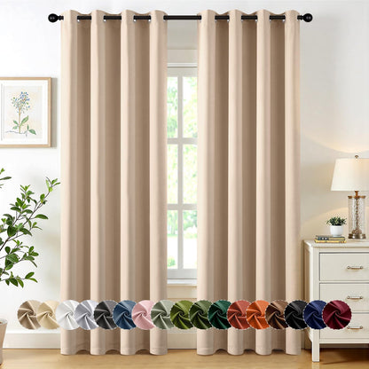 MIULEE Blackout Curtains for Bedroom Living Room 2 Panels, Thermal Insulated Room Darkening Drapes Grommet Noise Reducing Light Blocking Window Treatments 63 Inches Long 40x63 Inch Black - Colors A