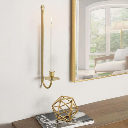 Metal Wall Candle Sconce Holder Set of 2 Wall Mount Candle Holders Modern Wall Candle Sconces Hanging for Living Room Farmhouse Fireplace Wedding 16.5"×5"×3" (Black)