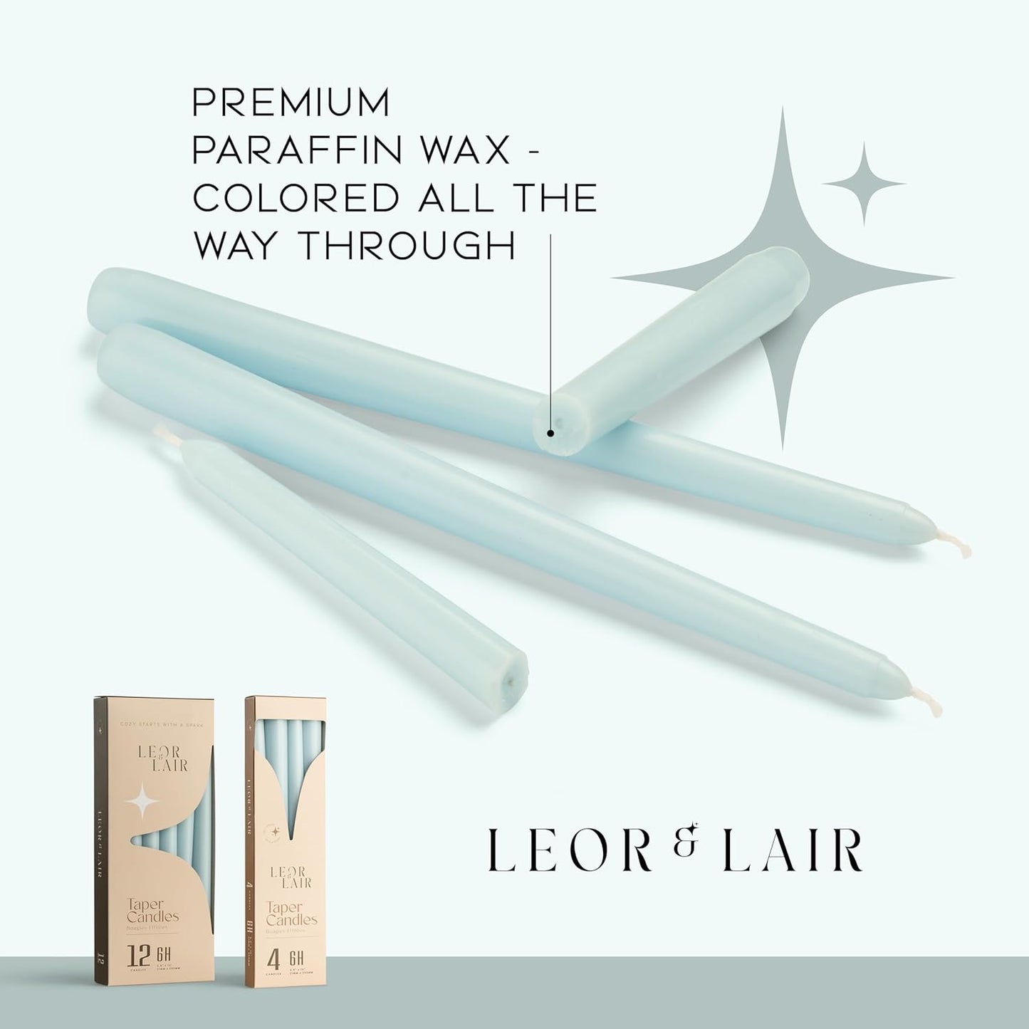 Leor & Lair Ivory Taper Candles - 4 Pack 10" Ivory Candlesticks - Unscented Cream Candle Sticks for Home Decoration, Holiday Tables, Weddings, Restaurants & Business Events