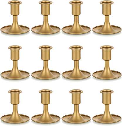 Candlestick Holders Taper Candle Holders, Romadedi Gold Candle Stick Candle Holder for Table Centerpiece, Wedding Reception, Festive Christmas Mantel Decoration or Home Decor, Set of 2