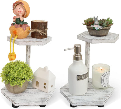 Tikea Farmhouse Wood Display Riser, 10 in. Farmhouse Pedestal Stand for Kitchen Bathroom Counter Decor, Round Display Tray for Soap Dispenser and Plant (Brown)