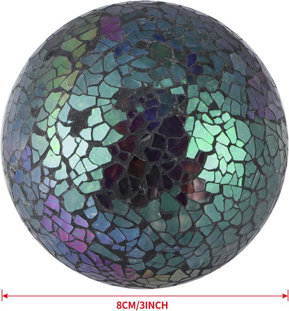 MDLUU 6 Pcs Mosaic Sphere Balls-Diameter 3 in, Decorative Orbs, Centerpiece Balls for Bowls, Vases, Dining Table Decor, Turquoise Blue
