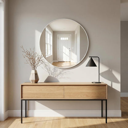 HARRITPURE Round Mirror 30 Black Wall Mounted Circle Mirrors Vanity Mirror with Brushed Aluminum Alloy Frame Modern Decoration for Bathroom, Living Room, Vanity, Bedroom, Entryway