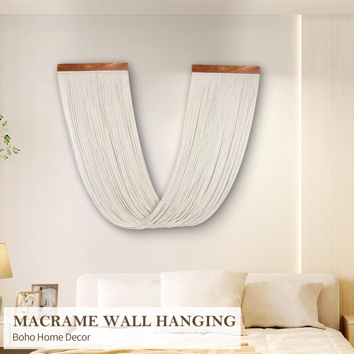 Lokeisna Macrame Wall Hanging, Woven Tapestry Beige & Dusty Rose Handmade Craft Macrame Wall Decor, Gallery & Nursery, Size 37.4” Lx27.5” W