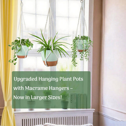 Bouqlife Hanging Planters with Macrame Plant Hangers for Indoor Outdoor Plants 3 Set Self Watering Pots Hanging Baskets Flower Pot Holders 3 Different Size