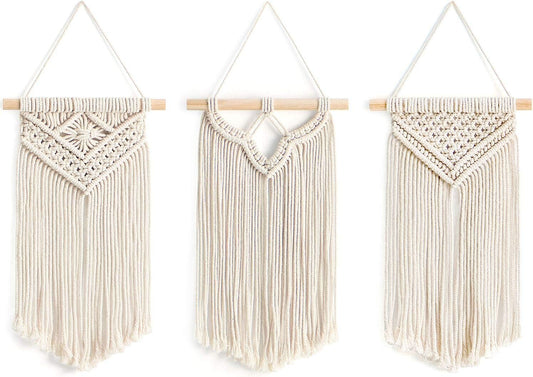 Mkono Small Macrame Wall Hanging 3 Pack Boho Art Woven Wall Decor Home Chic Decoration for Bedroom Living Room Apartment Gallery, Christmas Gift, 8" W x 14" L