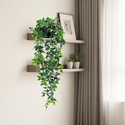 Clearain 1pcs Fake Hanging Plants, Artificial Small Potted Plants, Mini Faux Succulent Plant for Indoor Outdoor Aesthetic Office Living Room Shelf Home Decor (Eucalyptus leaves-1pcs)