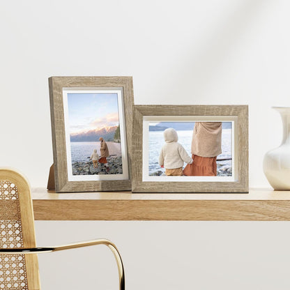 Vittanly 8x10 Picture Frames Set of 9, Shatter Resistant Plexiglass, Display 5x7 Pictures with Mat or 8x10 without Mat, Photo Frames for Wall or Tabletop, Engineered Wood, Black - Colors B