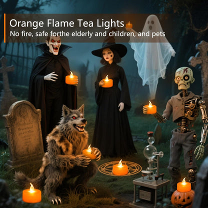 LED Tea Lights - 12 Pack Flameless Battery Operated Candles, 200+ Hours Flickering Warm White, Realistic Fake Tealights for Weddings, Home Decor, Parties, and Sweetest Day