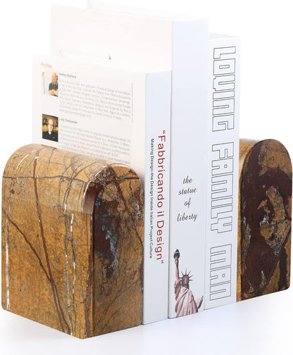 Koville African Natural Marble Bookends for Shelves, Non-Slip Book Ends, 13LBS Ultra Heavy Duty Marble Book Holder Organizer, Apartment Decor for Movies/CD/Video Games(Namib Fantasy)