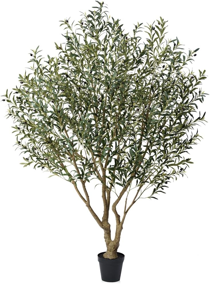 Verinatural Olive Tree Artificial Indoor 6ft - UV Resistant Large Fake Plants - Realistic Faux Olive Tree in Pot - Tall Artificial Plants Outdoor for Home, Patio, Living Room, Office Decor,VN138