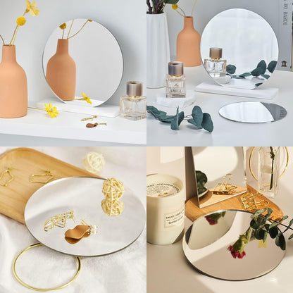 7.87" Round Wall Mirror Tile Self Adhesive Acrylic Mirror Sheet Sticker for Bathroom, Bedroom, Door, Home Decor