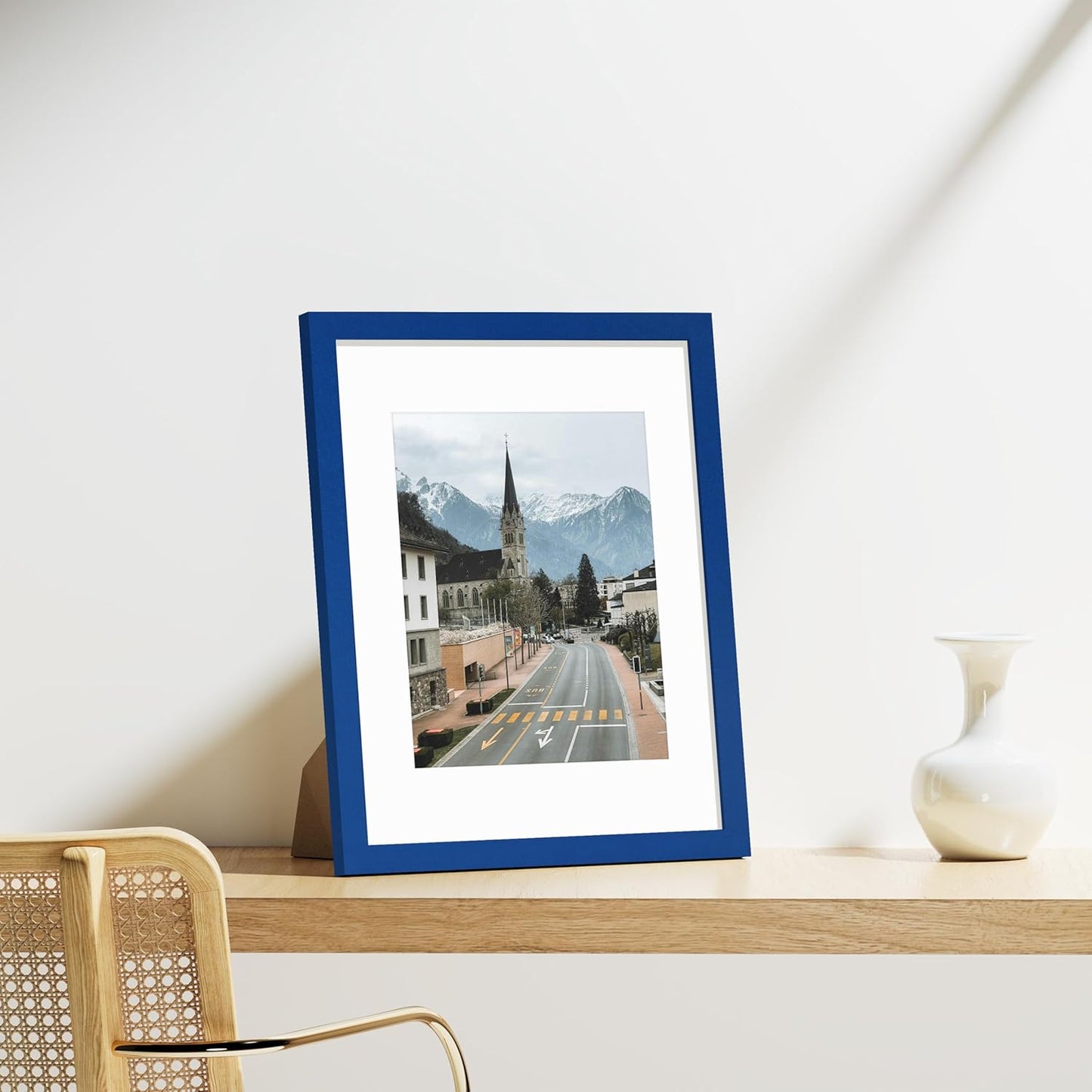 Vittanly 8x10 Picture Frames Set of 9, Shatter Resistant Plexiglass, Display 5x7 Pictures with Mat or 8x10 without Mat, Photo Frames for Wall or Tabletop, Engineered Wood, Black - Colors B