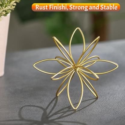 8" Gold Decorative Sphere, Metal Floral Tabletop Sculpture, Abstract Tabletop Decorative Ball for Home Metal Sphere Decor