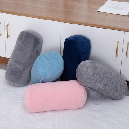 1 MIDDLE ONE Round Cylinder Bolster Pillow with Removable Velvet Cover, Tube Roll Cervical Pillow for Head, Neck, Back and Legs Support, 13" x 6", Grey