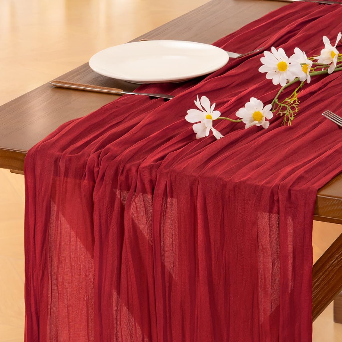 Socomi 3pcs Sage Green Cheesecloth Table Runner Summer Boho Rustic Gauze 120 inch 10FT Cheese Cloth Sheer Runner for Wedding Party Baby Shower Home Decor Holiday Decorations