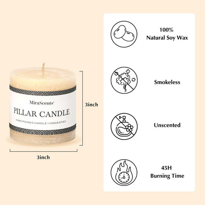 3x6 Inch Sage Green Pillar Candles Set of 3 - Unscented Spring, Long Clean Burning, Large Smokeless Dripless for Home Decor, Dinner Table, Bathroom, Rustic Decor