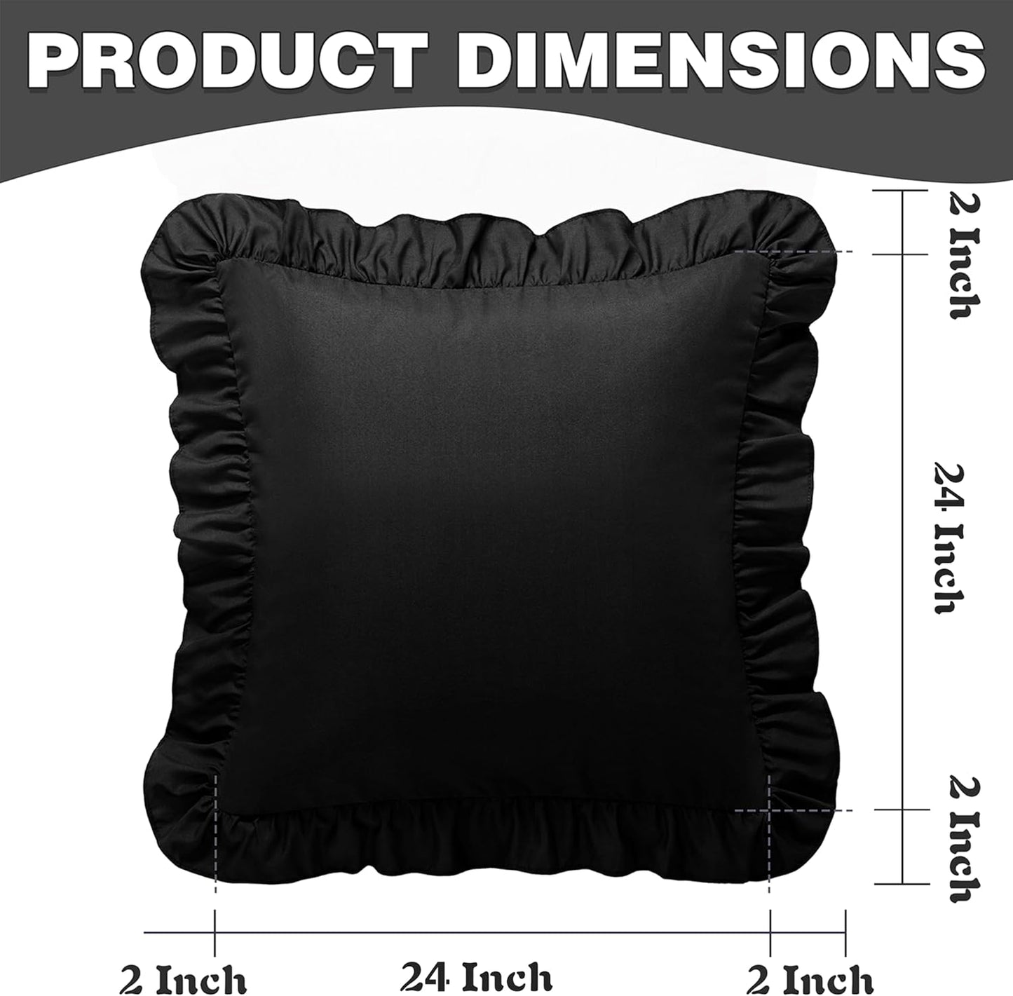 KKJIAF Ruffle Pillow Cases 26x26 Inches, White Square Ruffled Pillow Covers Set of 2, Microfiber Wrinkle Resistant Pillow Shams with Envelope Closure for Sofa Bed Living Room