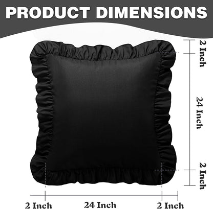 KKJIAF Ruffle Pillow Cases 26x26 Inches, White Square Ruffled Pillow Covers Set of 2, Microfiber Wrinkle Resistant Pillow Shams with Envelope Closure for Sofa Bed Living Room