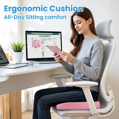 TushGuard Seat Cushion - Memory Foam Cushion for Office Chair, Car Seat, Airplane, Bleacher - Sciatica & Hip & Coccyx Pain Relief Desk Chair Cushion for Long Sitting Office Workers, Car Drivers