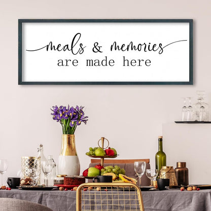 FZMHASLWW Gather Sign Wall Decor 32"×12" Large Wooden Framed for Dining Room Simple Home Kitchen Hanging Art (Wood)
