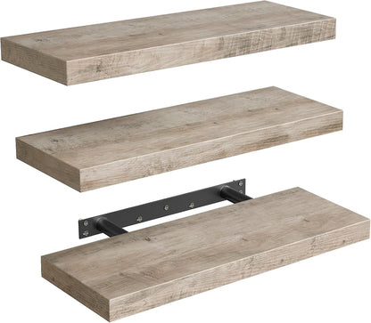 RALGEND Floating Shelves for Wall, 1.5" Thick Wall Shelf Set of 3 with Invisible Brackets, L31.5 x W7.9 Hanging Shelves Farmhouse Home Decor for Bathroom, Living Room, Bedroom, Rustic Brown 8301BJP3BF