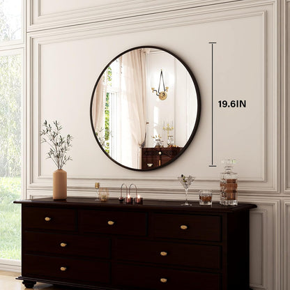 HARRITPURE Round Mirror 30 Black Wall Mounted Circle Mirrors Vanity Mirror with Brushed Aluminum Alloy Frame Modern Decoration for Bathroom, Living Room, Vanity, Bedroom, Entryway