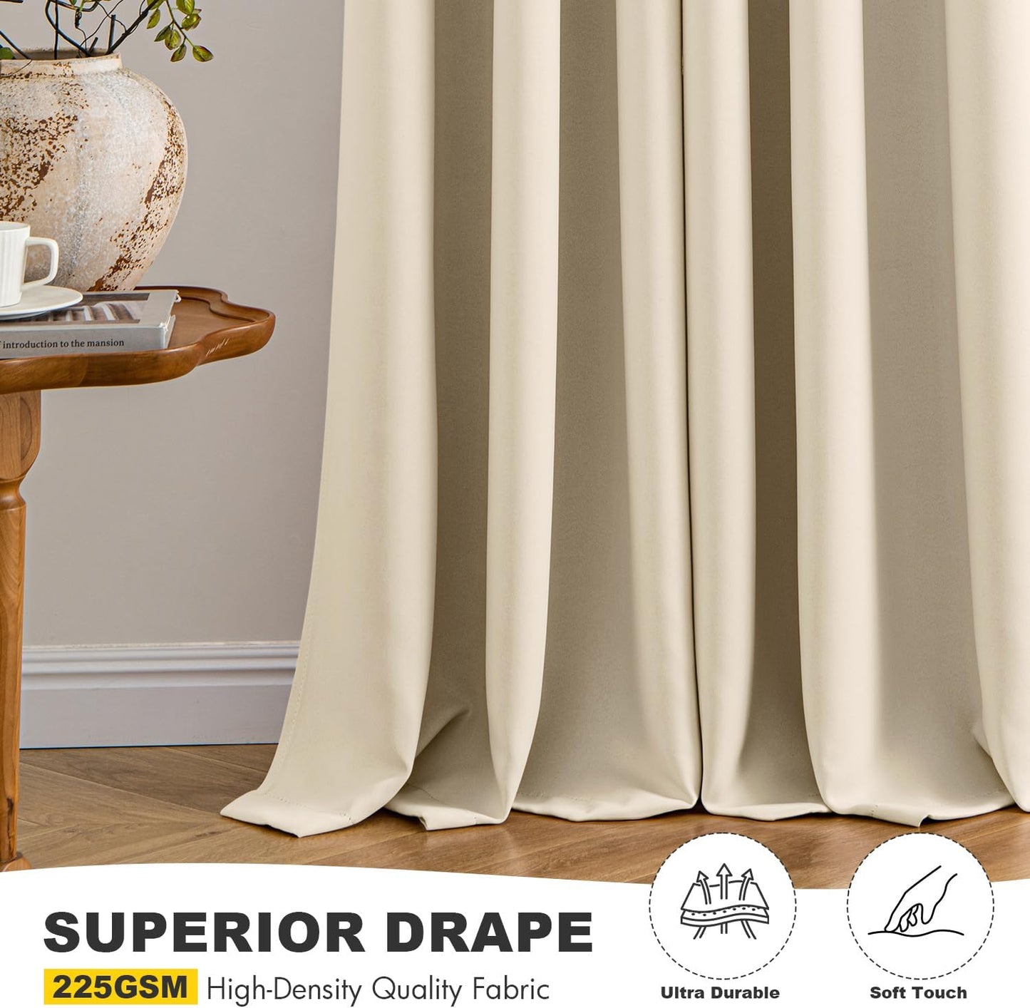 MIULEE Blackout Curtains for Bedroom Living Room 2 Panels, Thermal Insulated Room Darkening Drapes Grommet Noise Reducing Light Blocking Window Treatments 63 Inches Long 40x63 Inch Black - Colors B