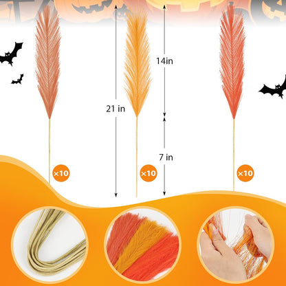 30pcs Pampas Grass Decor,21" Artificial Pompous Grass Bulk,Small Vase Filler Pompas Grass for Home Wedding Living Room Wall Party Decoration (Beige,Light Brown, 21 Inch 30 Pcs)
