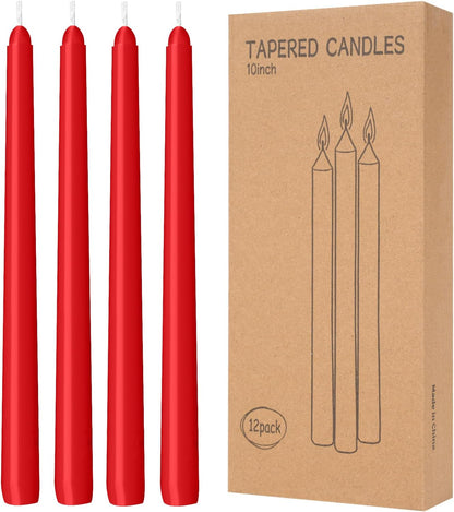 4 Pack Ivory Taper Candles - Taper Candles 10 Inch Dripless, Smokeless & Unscented - 8 Hours Long Burning - Hand Poured Tall Candlesticks - Ideal for Weddings, Dinner Parties, and Home Decor