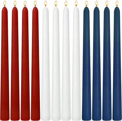 12-Pack Earth Tone Taper Candles, 10 Inch Unscented Dripless Candlesticks, Long-Lasting Burn Time of 7-8 Hours, Perfect for Fall Harvest Halloween Thanksgiving Dinners Parties and Home Décor