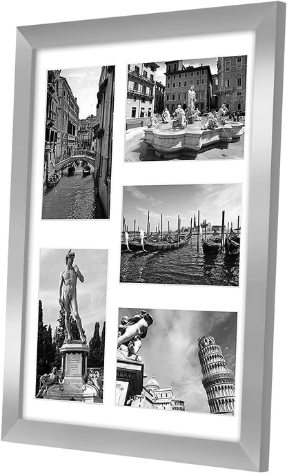 Americanflat 4x6 Collage Picture Frame with Shatter-Resistant Glass - Fits Five 4x6 Photos or Use as One 11x14 Picture Frame - Signature Collection - Collage Frames for Wall Display - Black