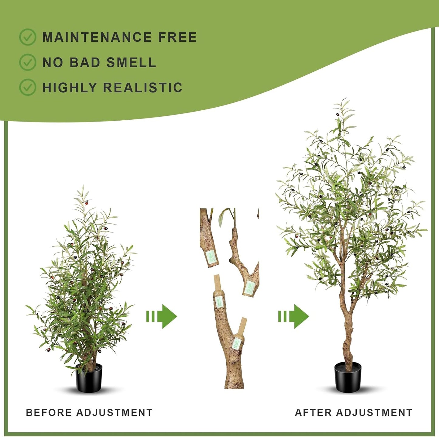 FEELEAD 7ft Faux Olive Tree - Fake Potted Olive Silk Tree with Planter Natural Olive Branches and Realistic Leaves Artificial Tree for Home House Office Decor Indoor