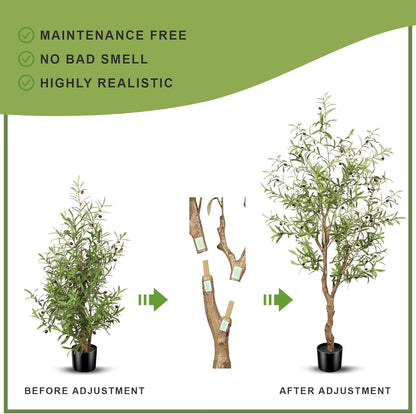 FEELEAD 7ft Faux Olive Tree - Fake Potted Olive Silk Tree with Planter Natural Olive Branches and Realistic Leaves Artificial Tree for Home House Office Decor Indoor
