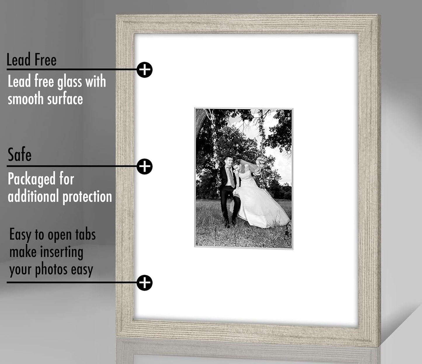 Americanflat 11x14 Picture Frame with Shatter-Resistant Glass - Use as 5x7 Frame with Mat or Display 11x14 Photo Without Mat - Signature Collection - Picture Frames for Wall Display - Black