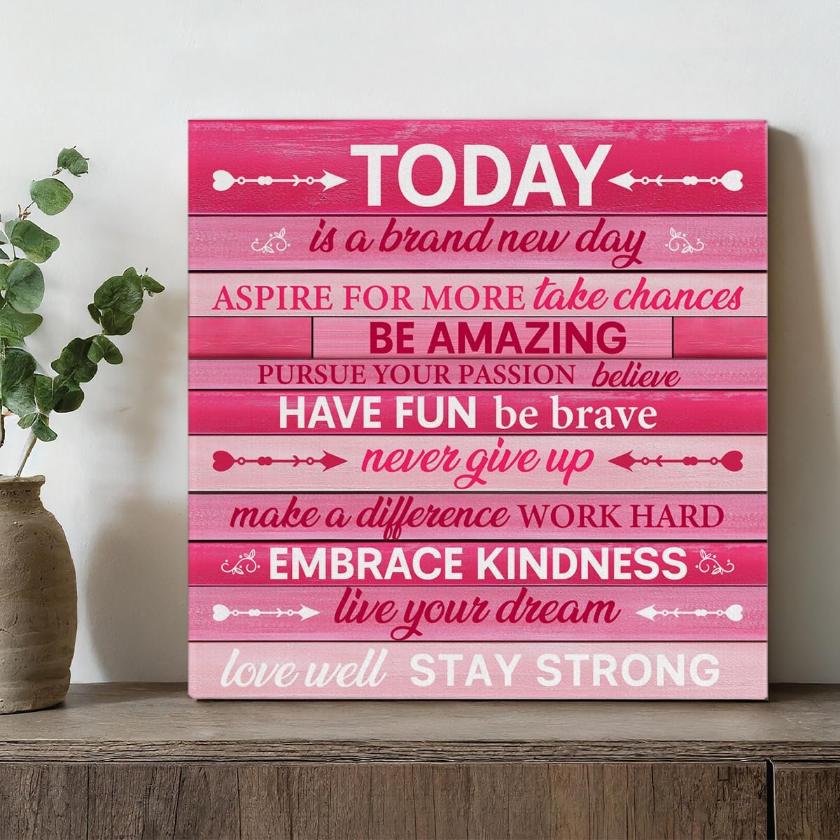 Inspirational Farmhouse Canvas Print Wall Art Decor One Small Positive Thought in the Morning Can Change Your Whole Day Sign Painting Plaque Rustic Home Decoration (8 X 8 Inches, Framed)